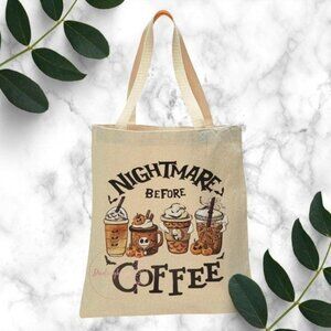 Nightmare Before Coffee Reusable Canvas Tote - Natural